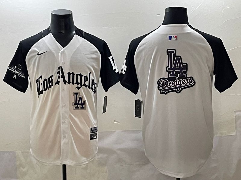 Men 2025 Los Angeles Dodgers Blank White black Five generations Joint Name Nike MLB Jersey style 52630->los angeles dodgers->MLB Jersey